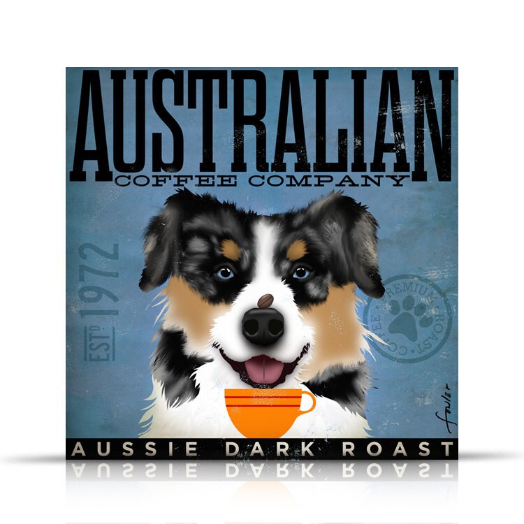 Australian Shepherd Coffee Company Graphic Illustration on Etsy