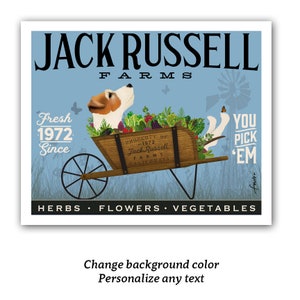 jack russell, pies, farma, rolnik, targowisko, ogród, ogrodnik, ogród ziołowy NIEOPRAWIONY wydruk, fowler, spersonalizowany prezent