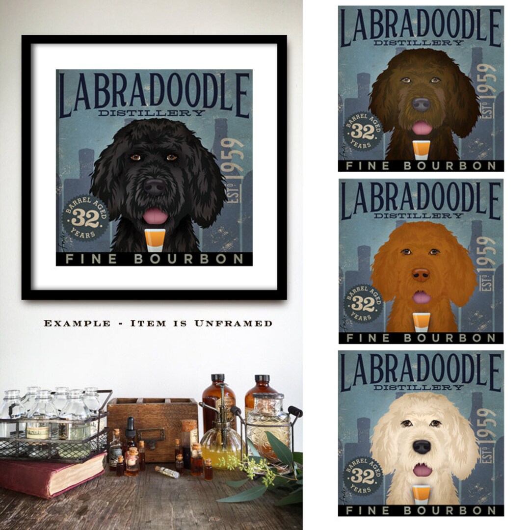 Labradoodle, Doodle, Dog, Dog Lover, Bourbon, Whiskey, Whisky, Bar Art ...