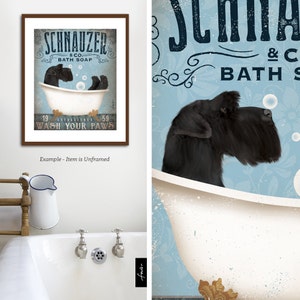 Schnauzer dog bath soap Company vintage style artwork by Stephen Fowler UNFRAMED Signed Print