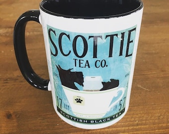 scottie, dog, scottish terrier tea company graphic art MUG 15 oz ceramic mug