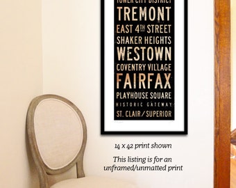 Cleveland Neighborhoods tipografía gráfica palabra arte firmado impresión de archivo por Stephen Fowler Pick A Size
