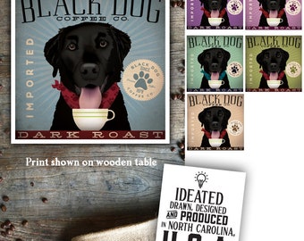 lab, labrador, dog, black dog, coffee, coffee lover, dark roast, UNFRAMED, print, personalized gift