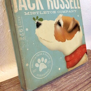 Jack Russell Mistletoe art, dog art, holidays, christmas, dog lover  artwork on canvas by stephen fowler