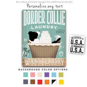 Border Collie, collie, dog, laundry room, basket, towels, wash, dry, fold, bubble, soap, CANVAS, personalized gift