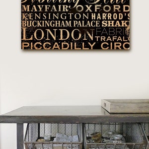 London Streets and Places typgography graphic art on gallery wrapped canvas by stephen fowler