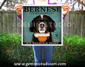 Bernese Mountain Dog Coffee Company giclee archival print signed by Stephen Fowler Pick A Size