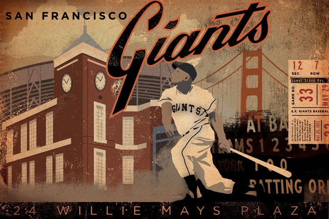San Francisco Giants Vintage Baseball Poster (12x18) Vintage Sports Decor Unframed Wall Art Print Poster Home Decor Premium Baseball Bedroom Decor