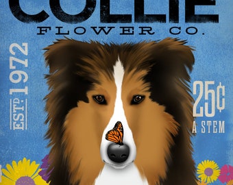 collie, dog, flower, flowers, floral, garden, gardener, CANVAS, art, personalized gift