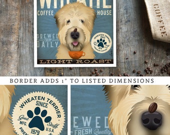 Wheaten wheatie Terrier Dark Roast dog Coffee company graphic illustration print by stephen fowler Pick A Size