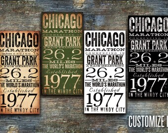 Chicago Marathon original typography artwork by stephen fowler signed giclee print Pick A Size