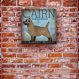 Cairn Terrier records album style graphic artwork on gallery wrapped canvas by stephen fowler