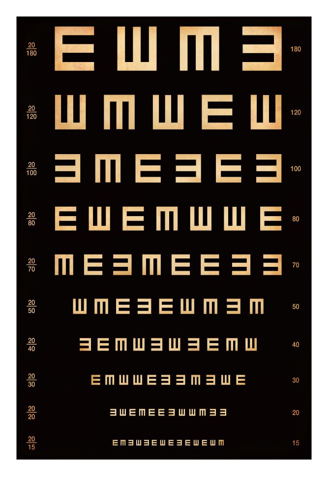 tumbling e eye exam chart vintage style graphic artwork giclee etsy