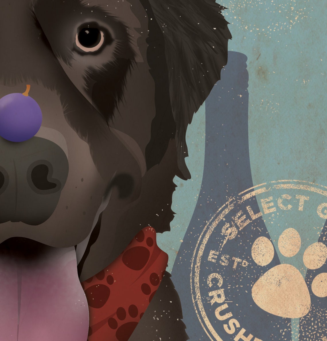 Brown Dog Chocolate Lab Wine Company Graphic Art on Gallery Etsy