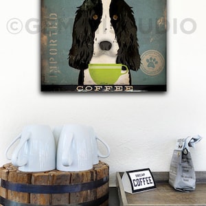 springer spaniel, dog, coffee, latte, CANVAS, personalized gift, art image 1