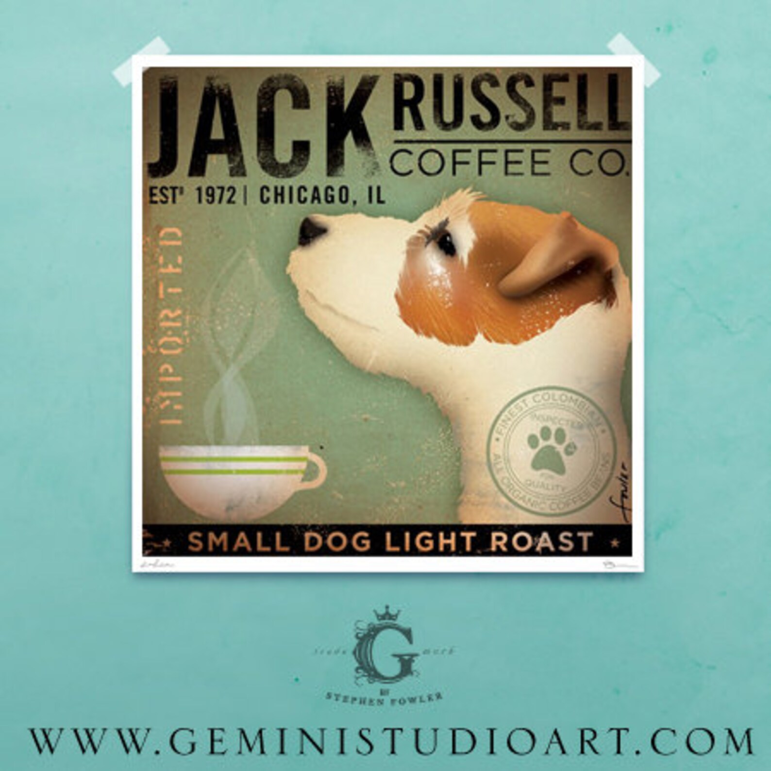 Jack Russell Coffee Company Original Illustration by Stephen Etsy
