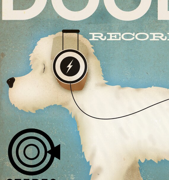 Doodle Records Album Artwork Doodle Goldendoodle Vintage Style Dog