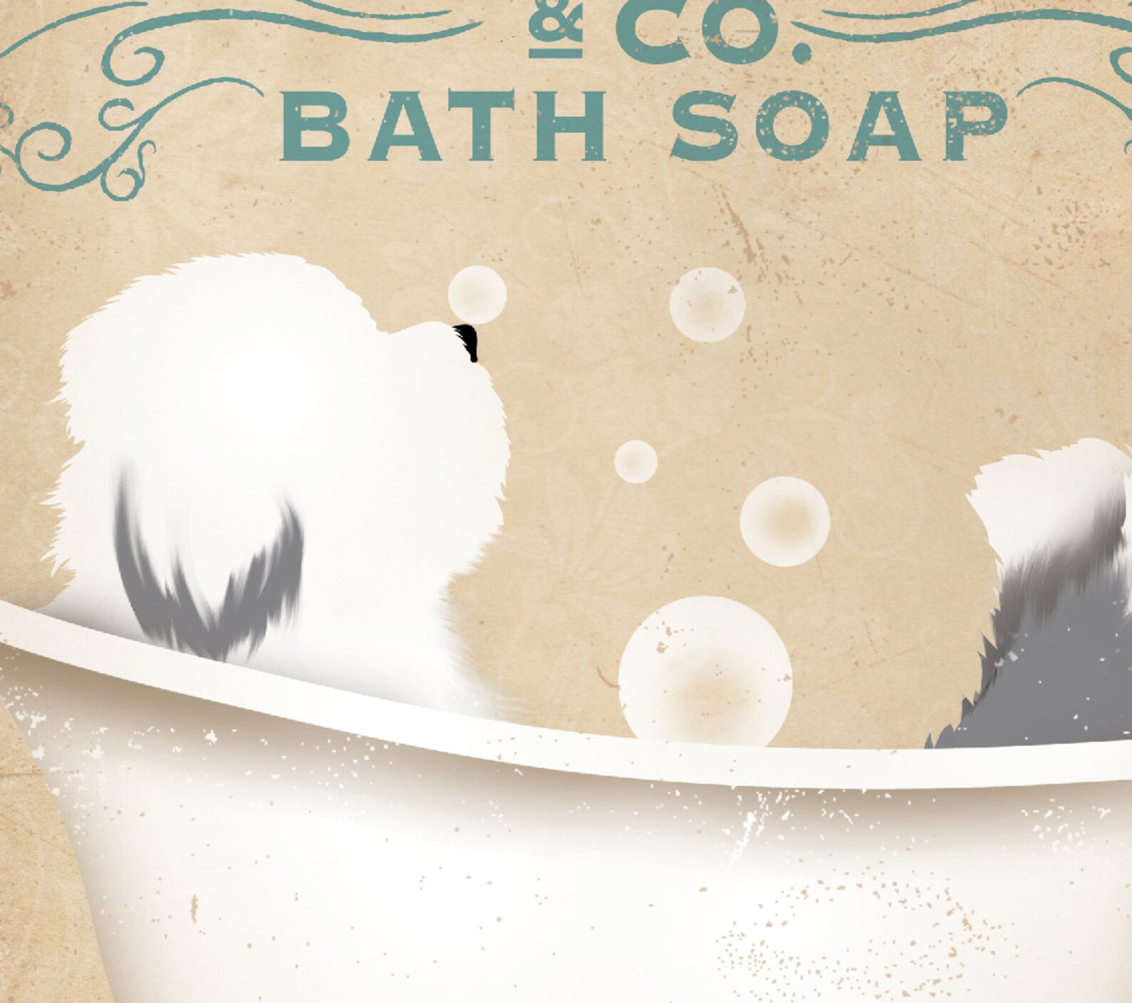 Old English Sheepdog dog clawfoot tub bubble bath soap Etsy