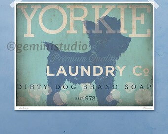 yorkie, yorkshire terrier, dog, dog art, laundry art, laundry room decor, print, poster, dog lover, UNFRAMED, fowler