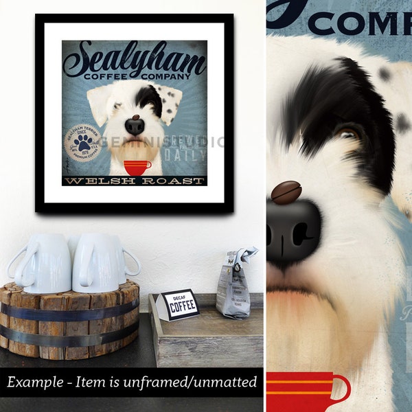 Sealyham Terrier Dog Coffee Company giclee archival print signed by artist stephen fowler PIck A Size