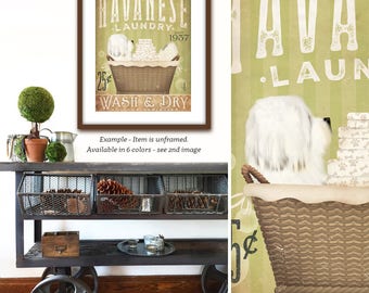 Havanese dog laundry basket company laundry room artwork UNFRAMED signed artists print by stephen fowler geministudio