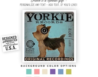 yorkie, dog, yorkshire terrier, records, music, musician, album art, UNFRAMED, poster print
