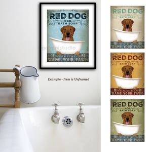 Red lab labrador red dog bath soap Company vintage style artwork by Stephen Fowler UNFRAMED Giclee Signed Print