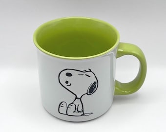 Peanuts Snoopy Coffee Mug: Green Interior Stoneware Tea Cup