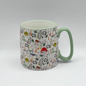 Mushroom Coffee Mug: Bella Ceramic Tea Cup with Green Trim image 8