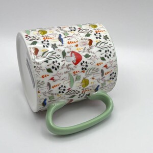 Mushroom Coffee Mug: Bella Ceramic Tea Cup with Green Trim image 3