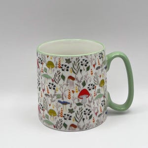 Mushroom Coffee Mug: Bella Ceramic Tea Cup with Green Trim image 7