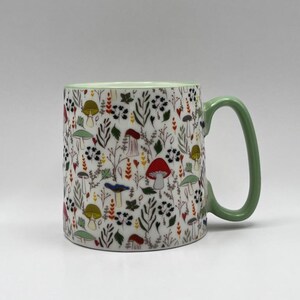 Mushroom Coffee Mug: Bella Ceramic Tea Cup with Green Trim image 9