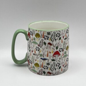 Mushroom Coffee Mug: Bella Ceramic Tea Cup with Green Trim image 5