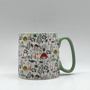 Mushroom Coffee Mug: Bella Ceramic Tea Cup with Green Trim image 6