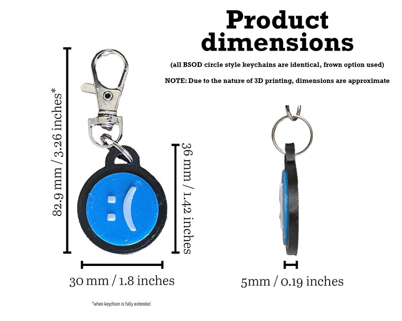 Blue Screen of Death 3D Printed Key Chains - Etsy