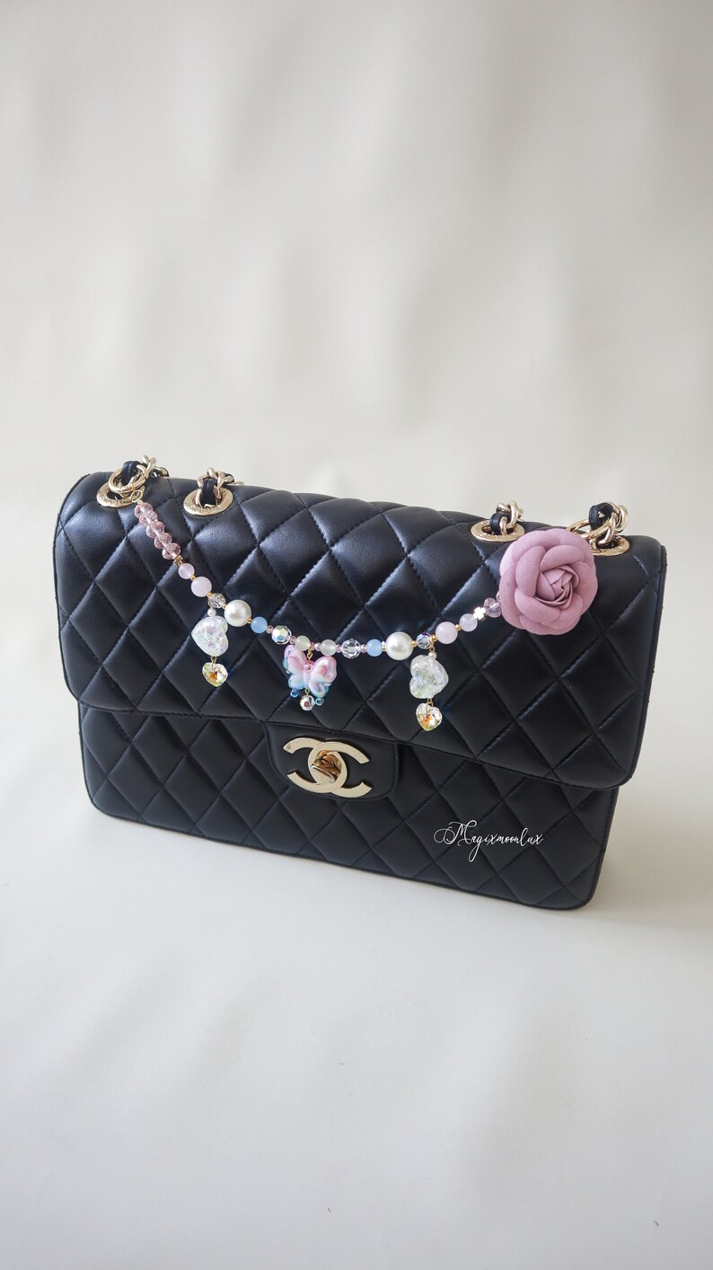 Luxurious Designer Bag Charm gold Pink Camelia for Chanel LV Gucci Dior