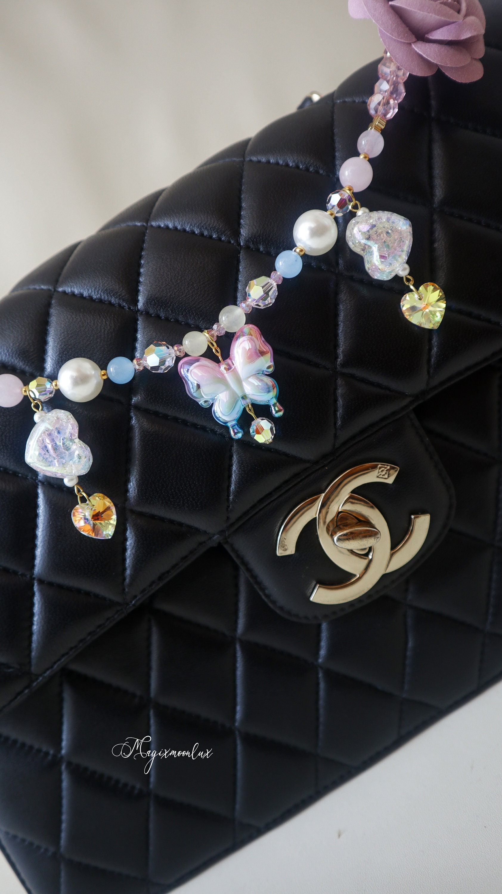 Luxurious Designer Bag Charm gold Pink Camelia for Chanel LV Gucci Dior Hermes YSL Juicy Couture