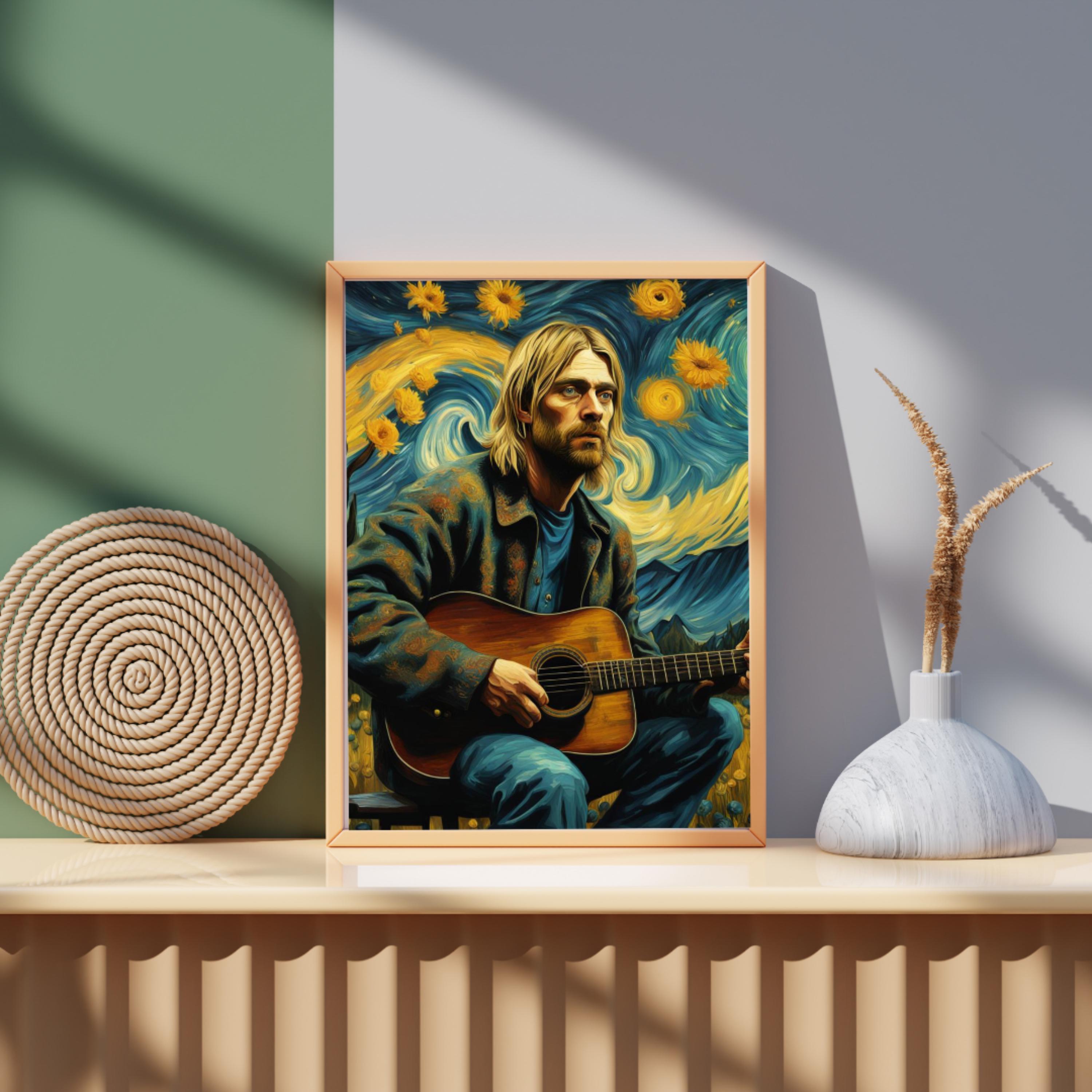 Kurt Cobain Poster, Nirvana Wall Art, Rock Music Poster, Retro Wall Art ...