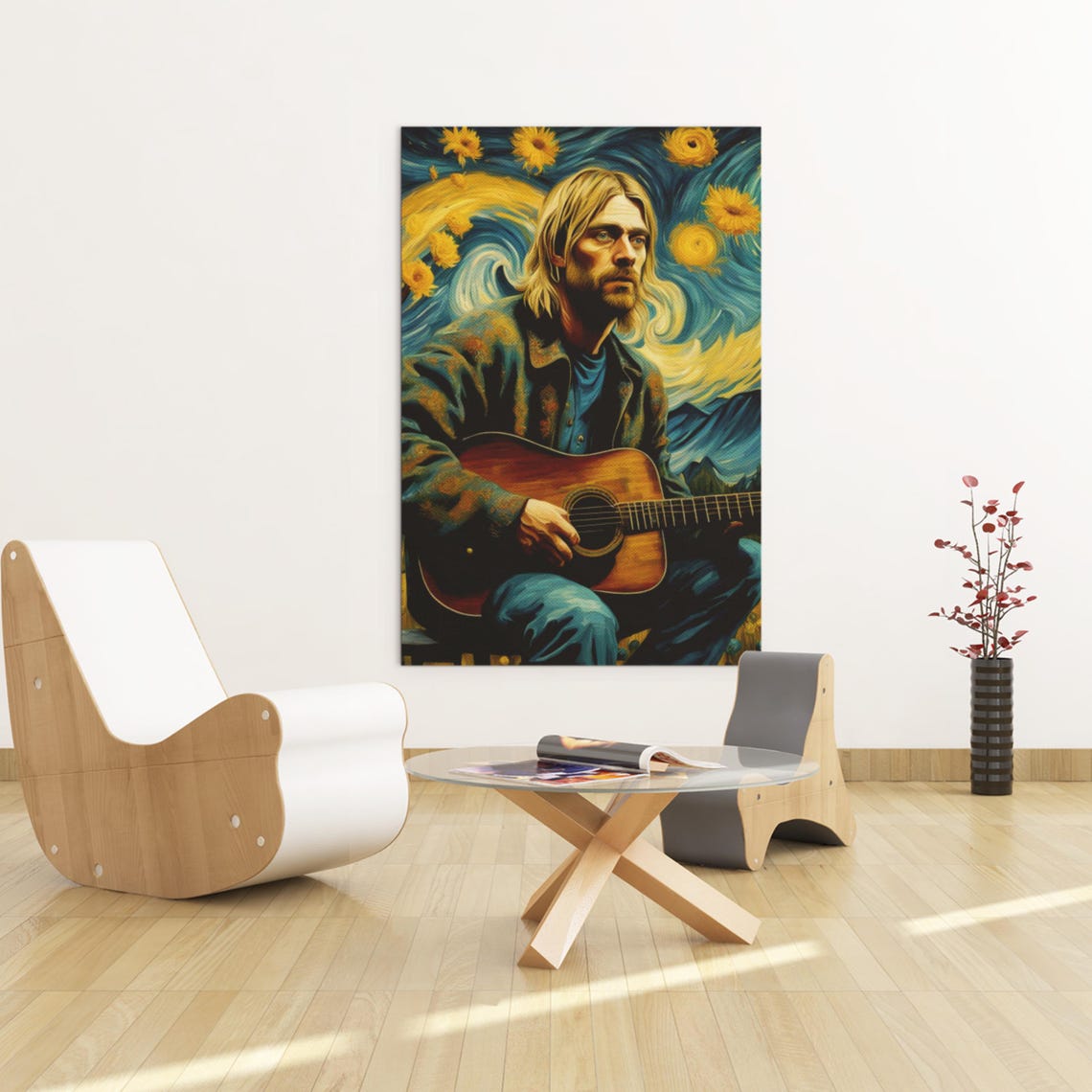 Kurt Cobain Poster, Nirvana Wall Art, Rock Music Poster, Retro Wall Art ...