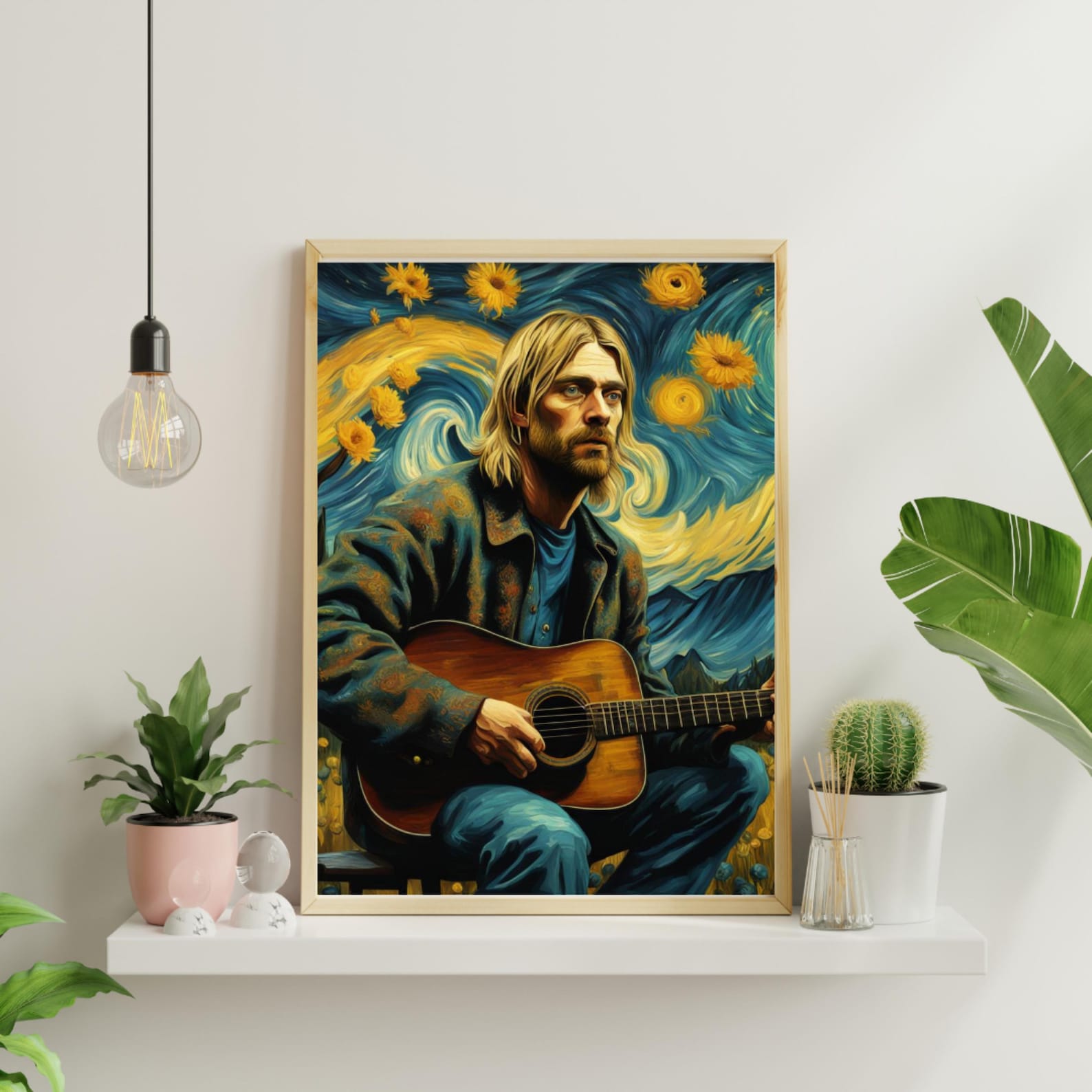 Kurt Cobain Poster, Nirvana Wall Art, Rock Music Poster, Retro Wall Art ...