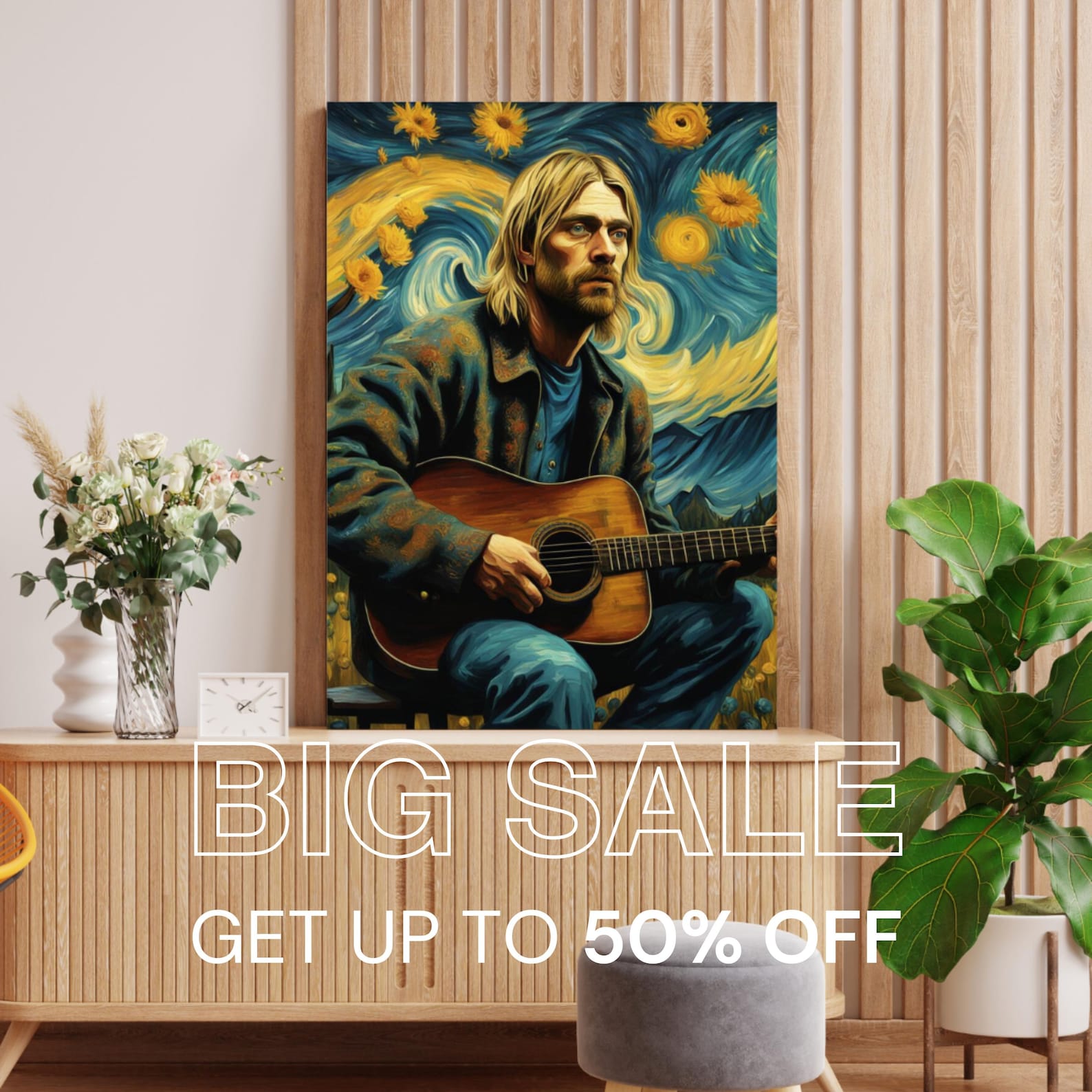 Kurt Cobain Poster, Nirvana Wall Art, Rock Music Poster, Retro Wall Art ...
