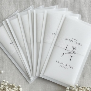 Personalisierte Taschentuchpäckchen für Hochzeiten, Konfettipäckchen, Freudentränen, Taschentuchtaschen, Gastgeschenk
