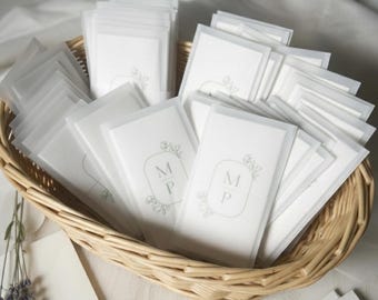 Personalized Wedding Handkerchief Tears of Joy, Paper Tissue Sleeve Label, Wedding Guest Favor, Chic Secular Ceremony Decoration