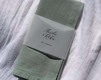 Personalized napkins, Napkin ring, Napkin band, Wedding, Engagement, Christening, Personalized table decor, Vellum
