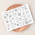 Sheet of 50 Temporary Tattoos for Weddings, Bachelorette Parties & Engagements, Fine Line Love Designs, Event Tattoos, Temporary Tattoo Bar product logo