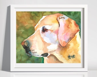 Yellow Labrador small original painting acrylic Yellow Lab 3x3 inch miniature pet portrait dog art home decor by Mary Ann Baggstrom