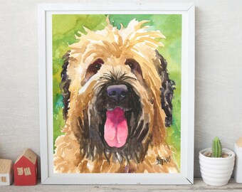 Watercolor Briard Etsy