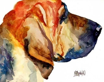 Bloodhound Art Print of Original Watercolor Painting 11x14