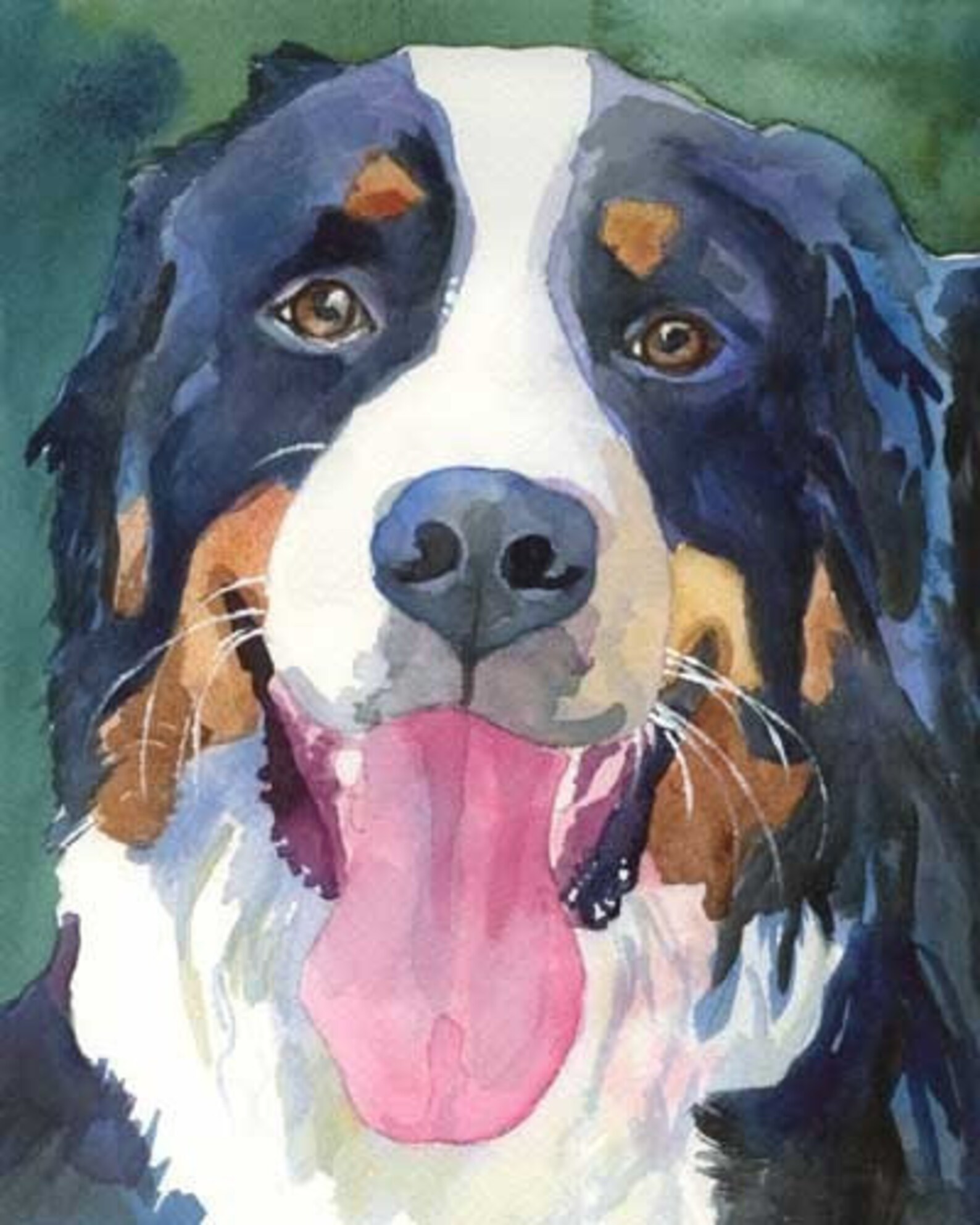Bernese Mountain Dog Art Print of Original Watercolor Painting Etsy