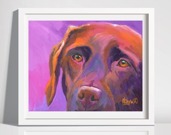 Chocolate Lab, Labrador Retriever Art Print of Acrylic Painting, Labrador, Wall Art, Chocolate Lab Gifts, Labrador Painting, 11x14